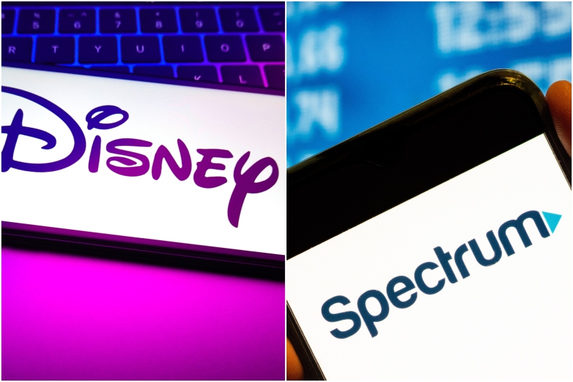 Disney and Spectrum logos on smart phone screens