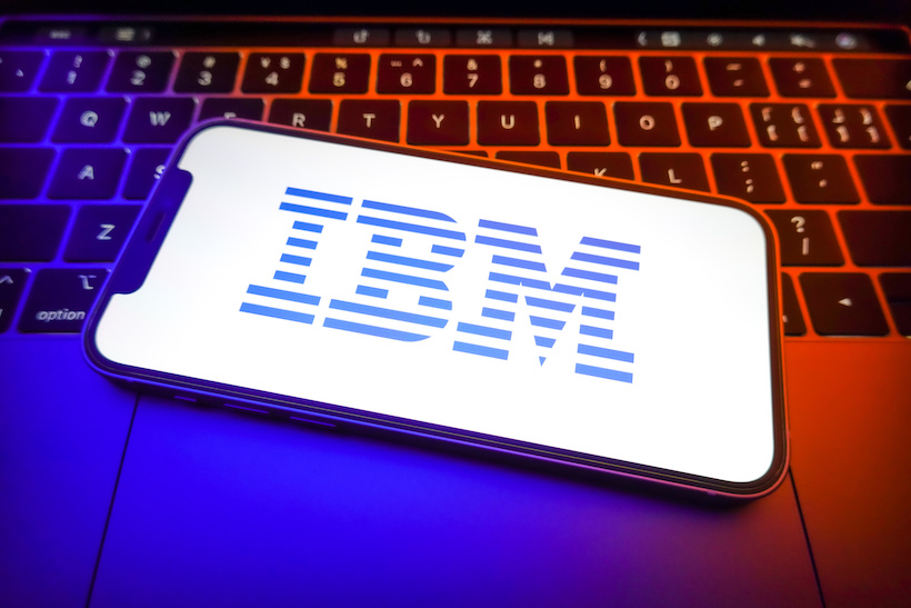 Smart phone displaying IBM logo