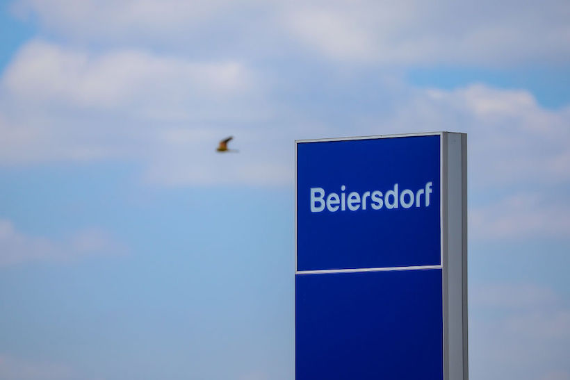 A sign on the new plant of the Nivea Group Beiersdorf stands on the outskirts of Leipzig