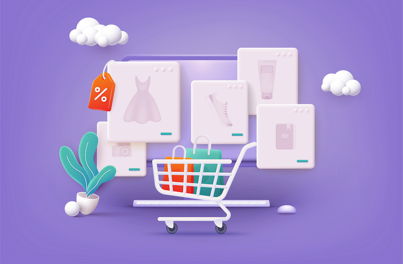 CGI render of shopping cart and e-commerce websites