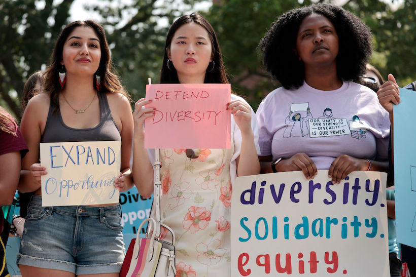 Harvard students joined in a rally protesting the Supreme Courts ruling against affirmative action. 