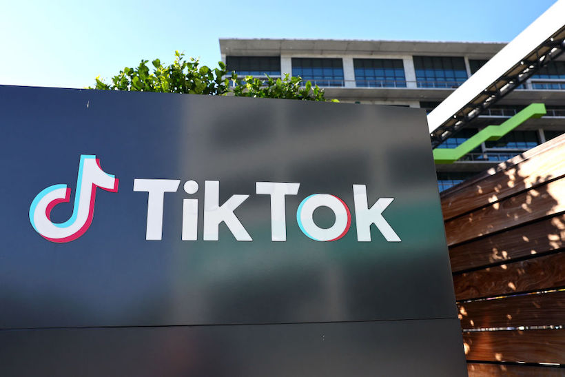 TikTok logo sign outside office building