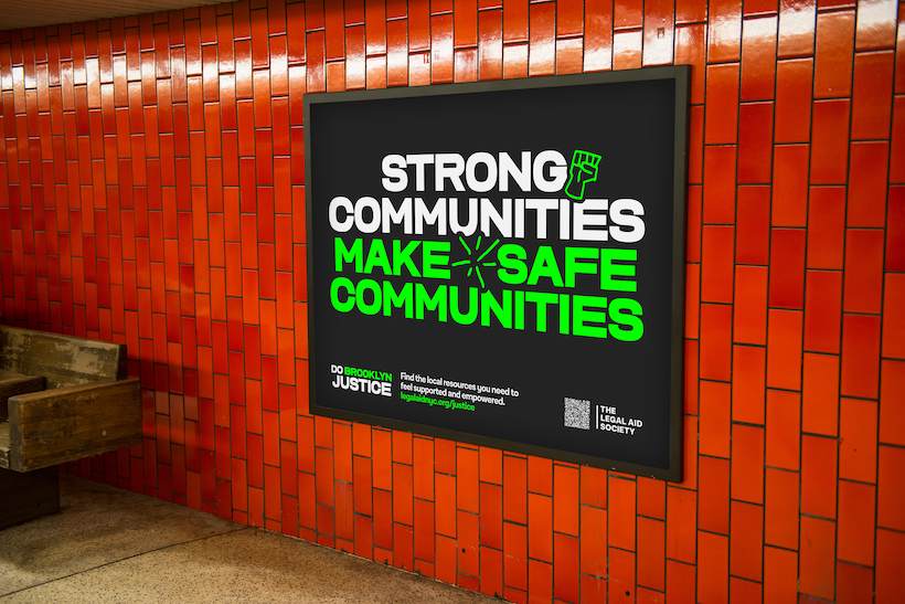 Legal Aid Society ad on MTA subway platform