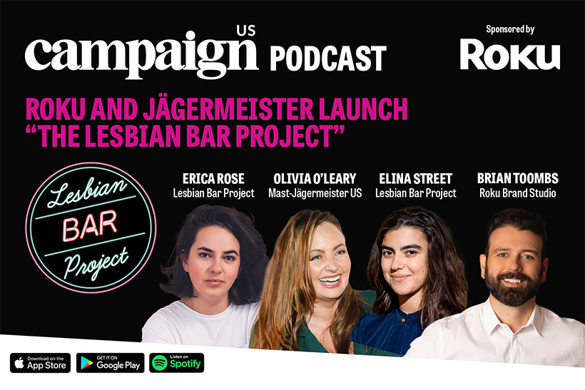 Roku and Jagermeister 'The Lesbian Bar Project' logo with headshots Brian Toombs, Olivia O’Leary, Elina Street and Erica Rose