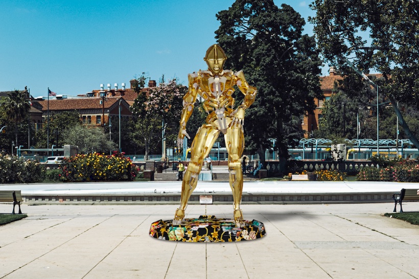 Golden statue in public space