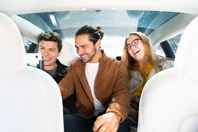 Group of people in ride sharing car