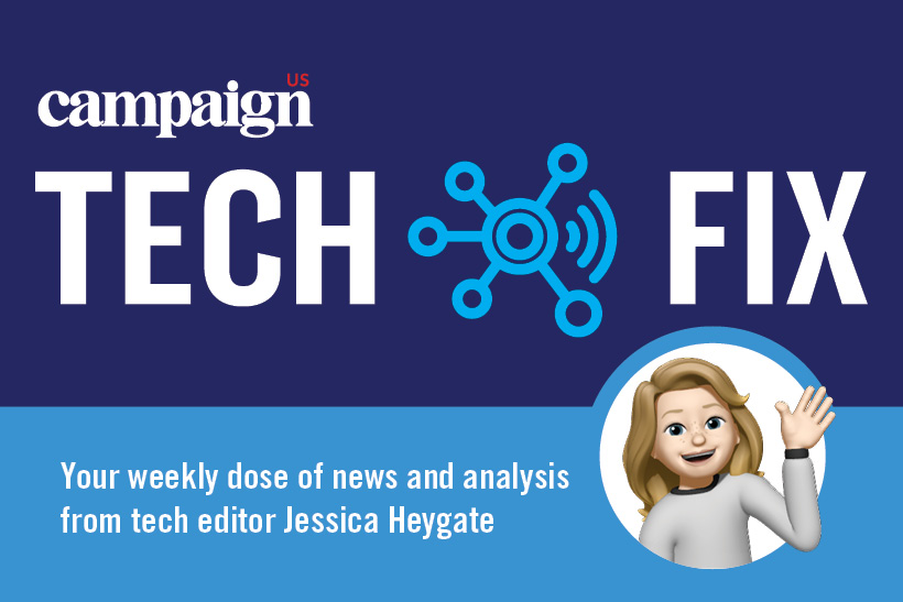 Campaign US Tech Fix wordmark with Memoji of Jessica Heygate