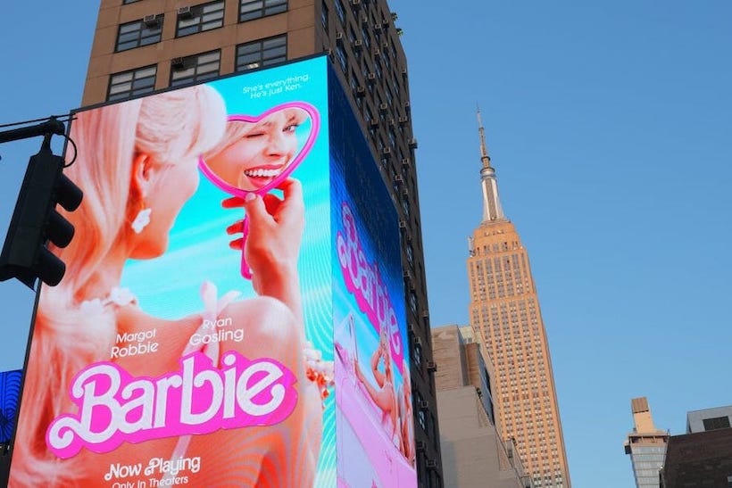 Stock art of a Barbie billboard in Manhattan