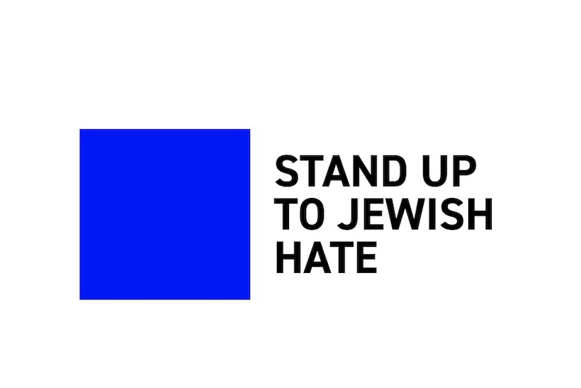 Image of blue box from the Stand up to Jewish Hate campaign