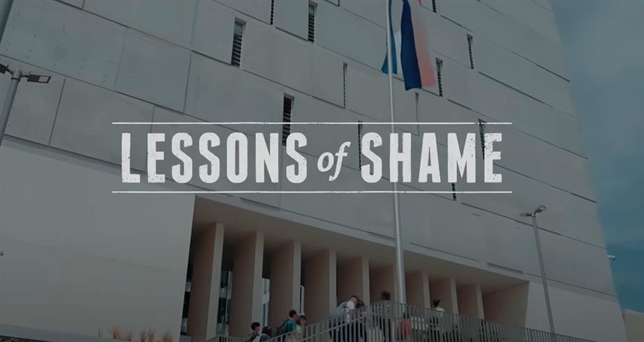 Title card reading Lessons of Shame