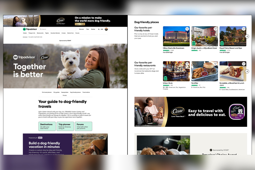 Screenshot of Mars and Tripadvisor's pet-friendly digital hub