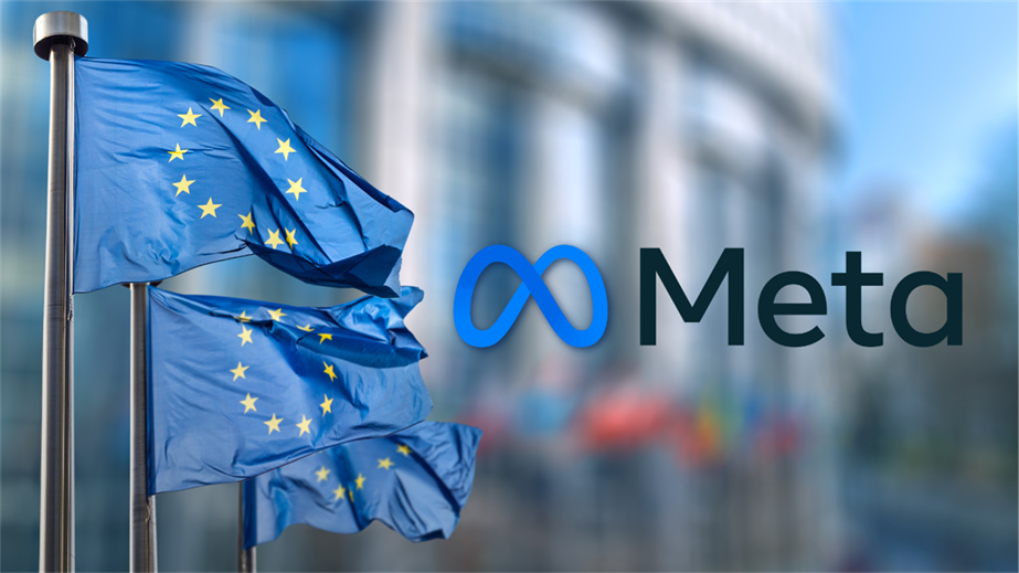 EU flags shown next to Meta symbol