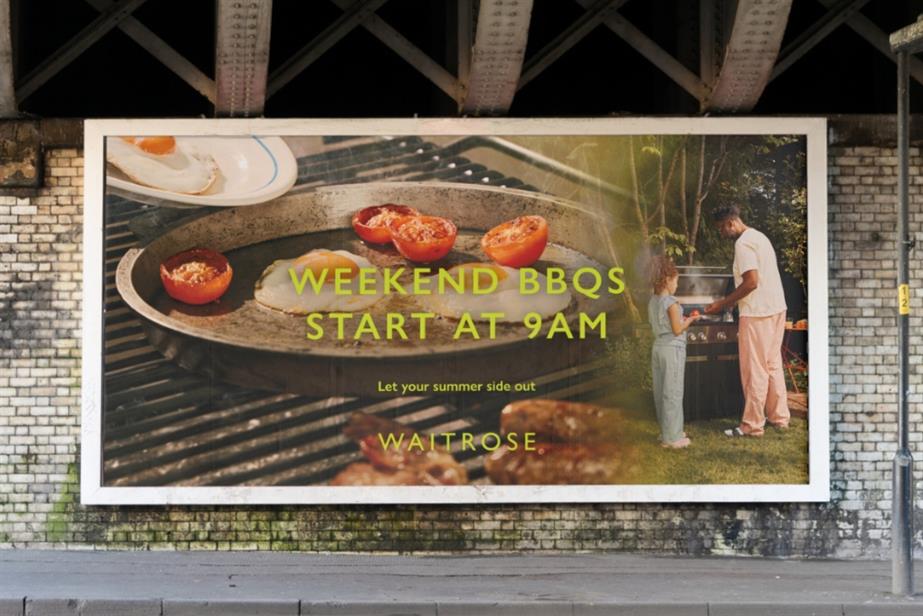 Waitrose billboard that says weekend BBQs start at 9am