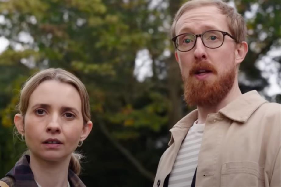 Couple looking surprised
