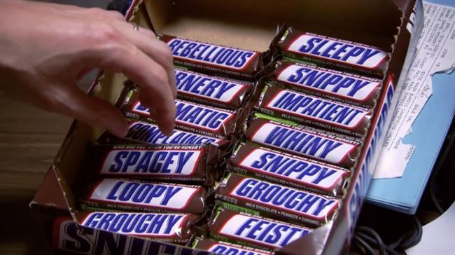 Snickers: introduces playful packaging.
