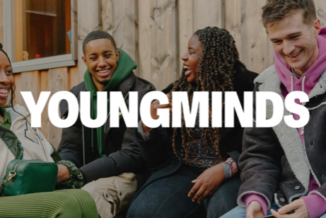 Copy reading YoungMinds over a photo of some young people