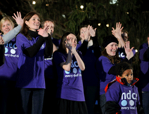 Sign-along: NDCS volunteers join in the festive fun