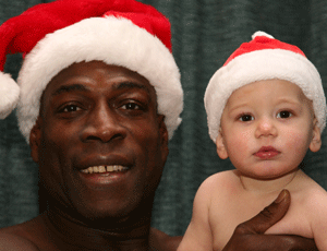 Kid gloves: Bruno with baby in ad campaign