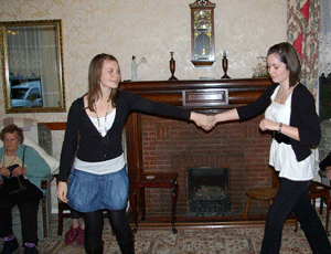 Let's dance: young volunteers throw some shapes at the home