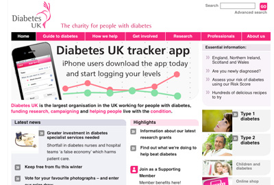 Diabetes UK's fundraising website