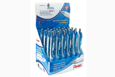 Pentel sell pens in the Prostate Cancer UK's colours and donate 25p to the charity