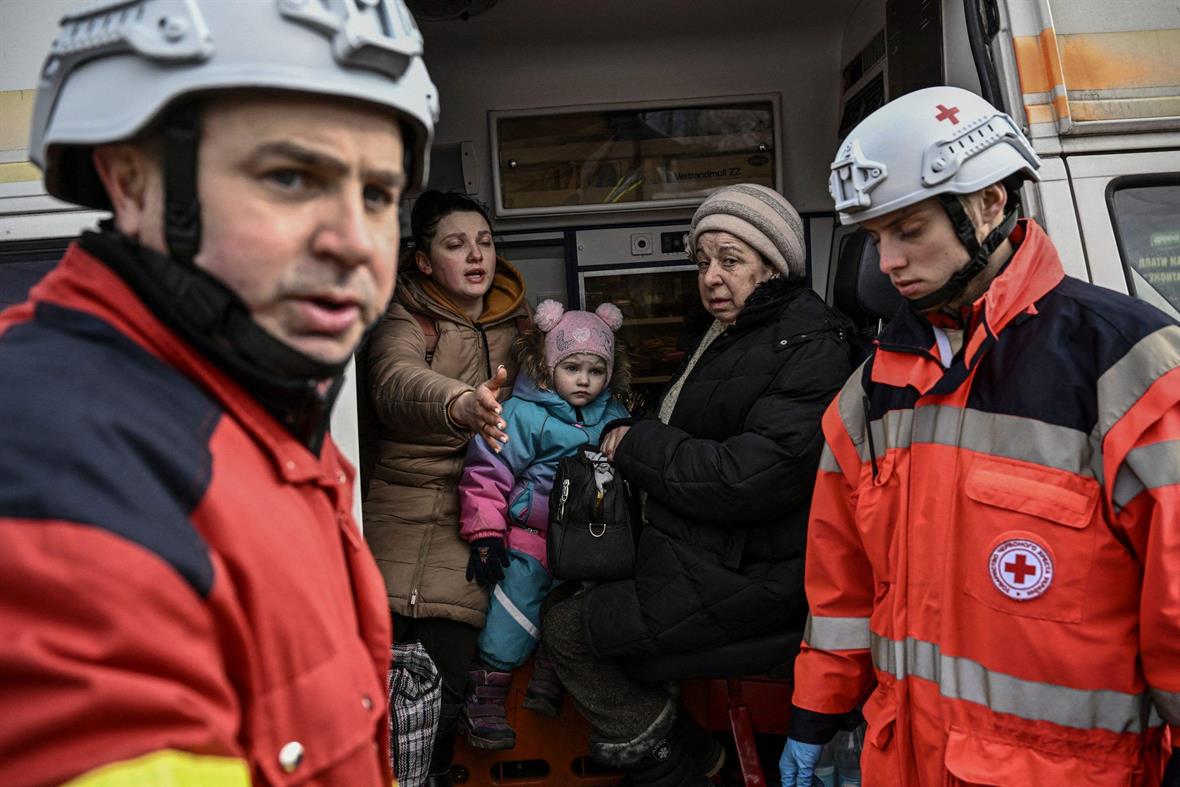 Red Cross workers in Ukraine (Photograph: Aris Messinis/AFP via Getty Images)