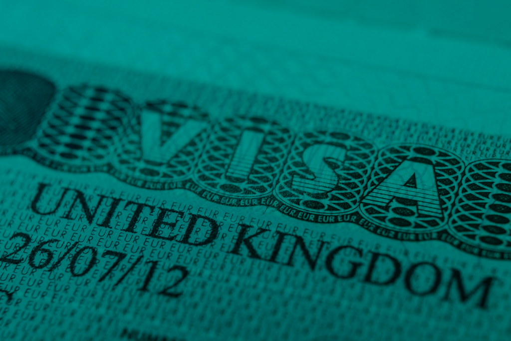 Close up of a visa