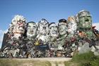 Copy of Mount Rushmore made of recycling