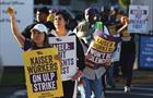 Members of the striking Coalition of Kaiser Permanente Unions
