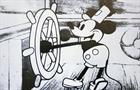 The 1928 version of Mickey Mouse as he appears in Steamboat Willie.