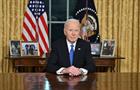 President Joe Biden looks on after he delivered his farewell address to the nation from the Oval Office of the White House on January 15, 2025