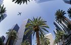Airplane flying over Los Angeles
