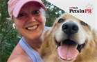 Pets in PR logo featuring Jennifer Temple and her dog, Miles