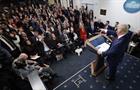 Trump answering questions after the collision of a passenger jet and an Army helicopter last month