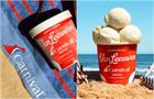 Cartons of Van Leeuwen sunscreen ice cream placed on the beach