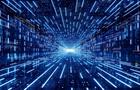 Digital generated image of rectangular shaped data tunnel.