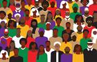 Vector illustration of a crowd of black or African American people.