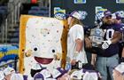 Picture of the giant edible Pop-Tarts mascot in a crowd of sports fans
