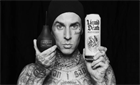 Liquid death campaign image with Travis Barker