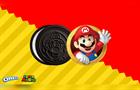 Mario-branded Oreo cookie next to Super Mario