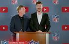 Mr Beast stands behind an NFL lectern