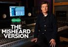  Rick Astley in a recording studio with the text: 'Specsavers Presents The Misheard Version'