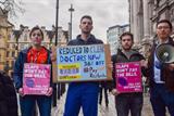 Members of the BMA junior doctors committee protesting in Westminster in January this year