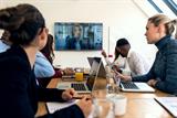 A meeting with one person on a video conference screen