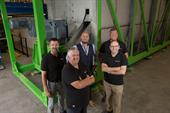 Scott Hawthorne, managing director of Max Recycle, and four other men from Advetec standing in front of an XO22 aerobic digester