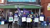 Environment Agency staff on the picket line. Source - Unison