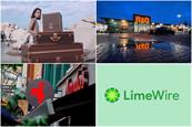 Clockwise from top left: LMVH, Kingfisher-owned B&Q, LimeWire and Nando's