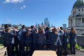 Springwest Academy students ponder a career in advertising and media at IPG Mediabrands roof terrace