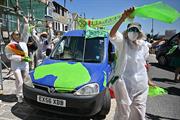 Environmental protest groups gathered in Cornwall as the UK hosted the G7. Photograph: Jeff J Mitchell/Getty Images