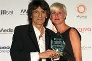 Arqiva awards: Ronnie Wood with producer Claire Neal of Somethin’ Else Productions 
